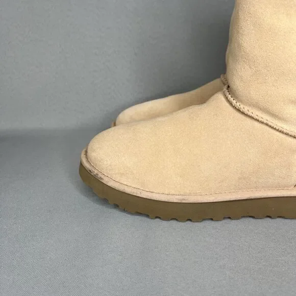 Womens UGG Boots Sz 8 Turn Lock Suede Wool Pinkish Tan Blush Amber #1094933 Boho - Picture 6 of 16